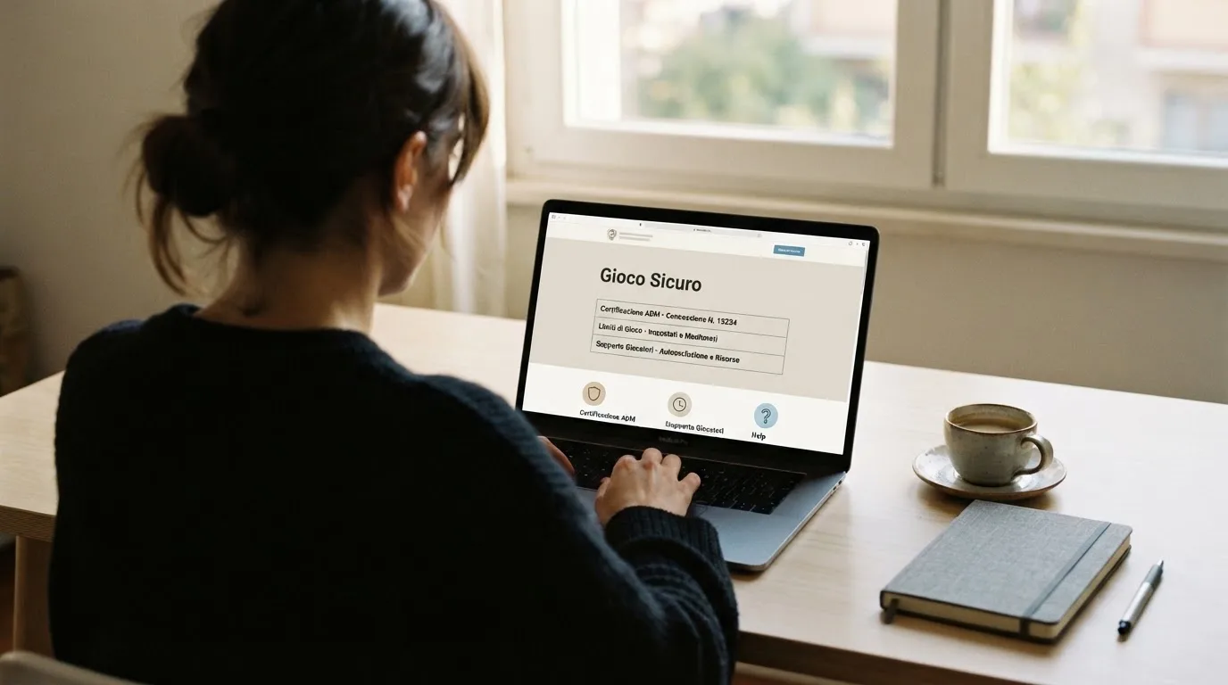 Persona davanti a un portatile che legge una pagina informativa sul gioco online in Italia — casino metodi di pagamento italia
