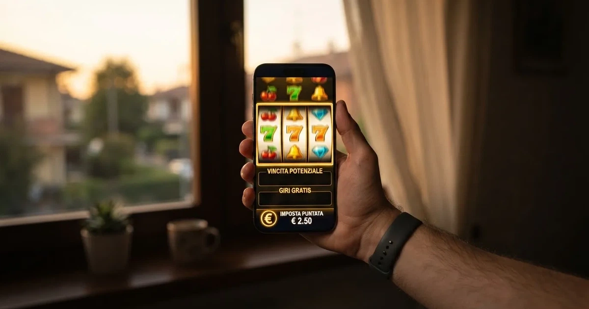 Mano che tiene uno smartphone accanto a una finestra, luce serale tranquilla — casino non aams affidabili