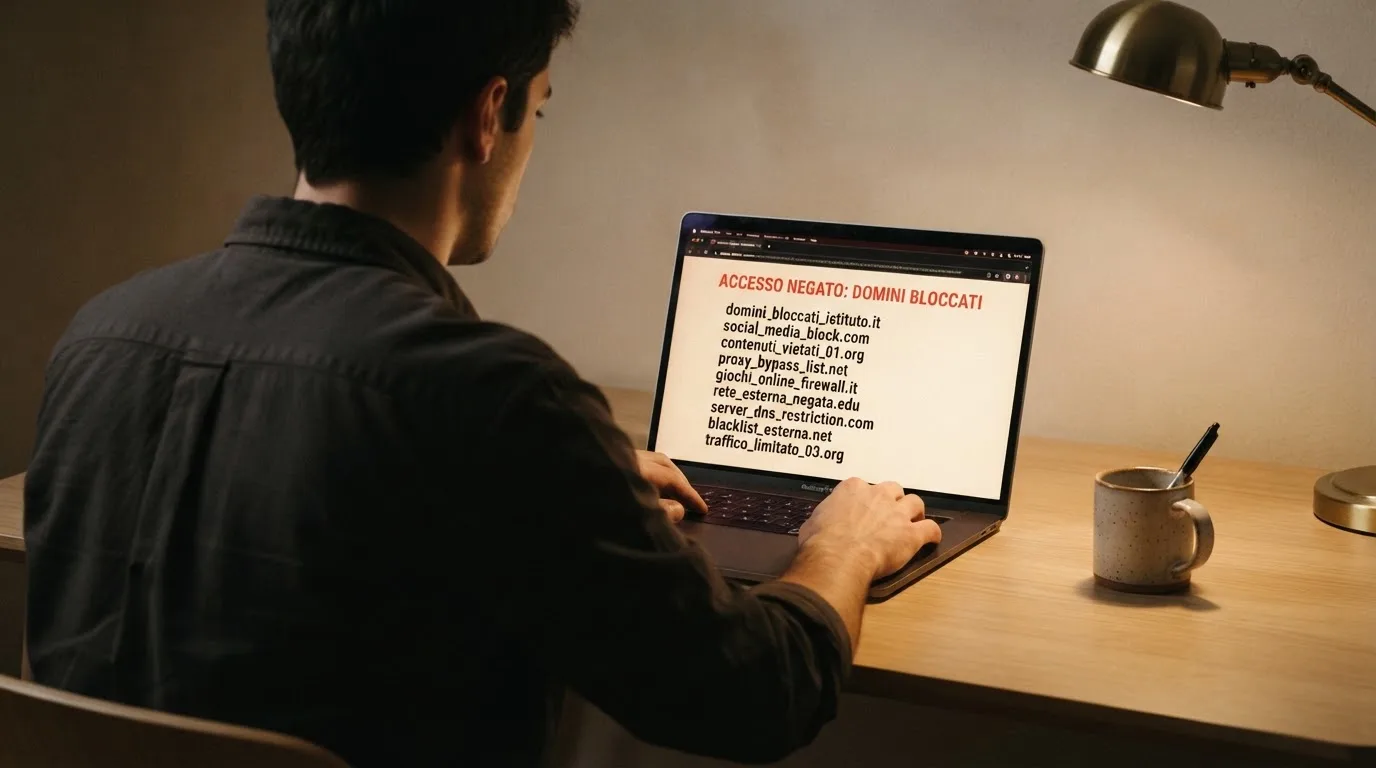 Persona davanti a un portatile che legge una pagina informativa sul gioco online in Italia — casino non aams che accettano postepay
