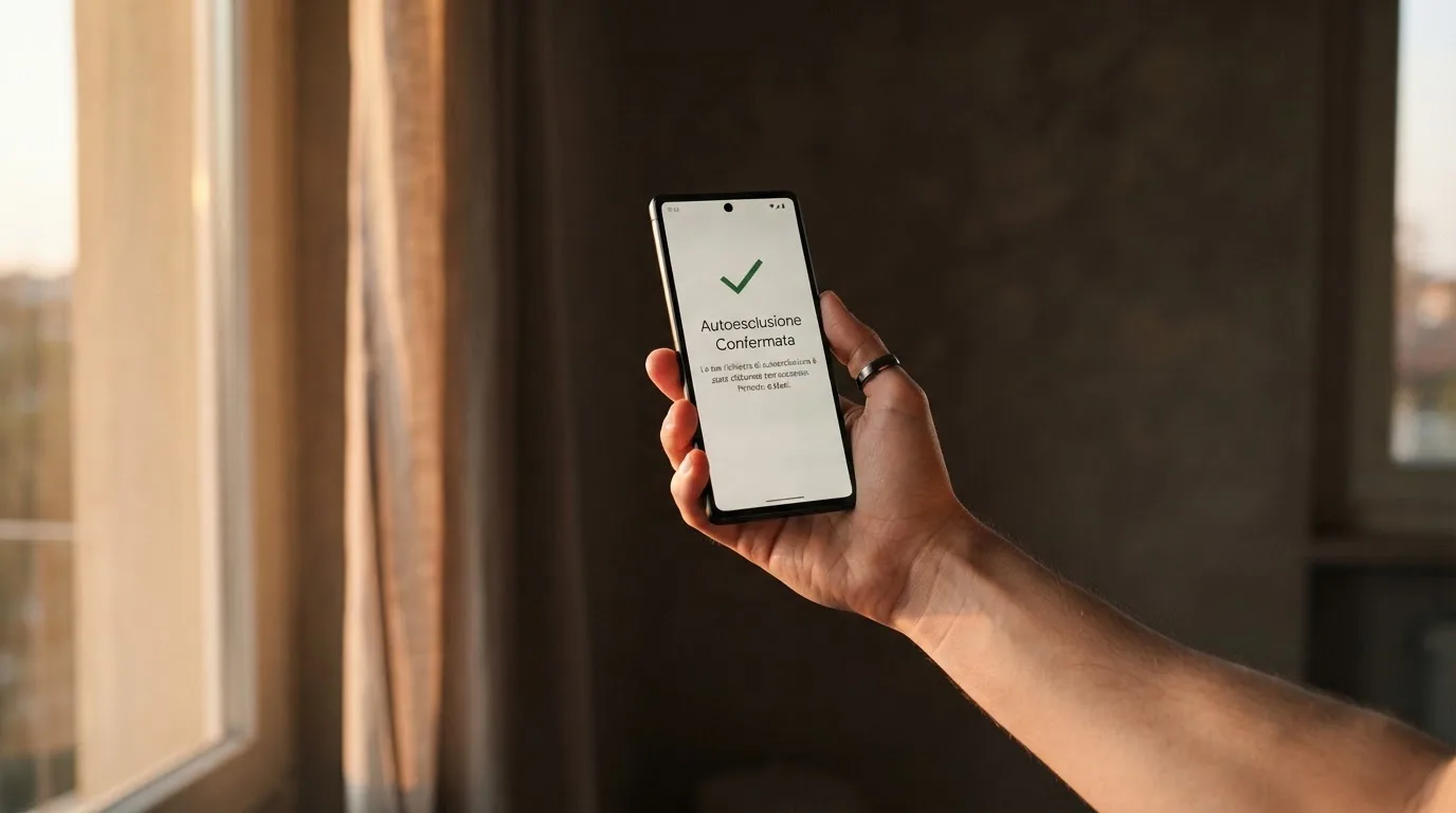 Mano che tiene uno smartphone accanto a una finestra, luce serale tranquilla — casino online italiani autorizzati aams