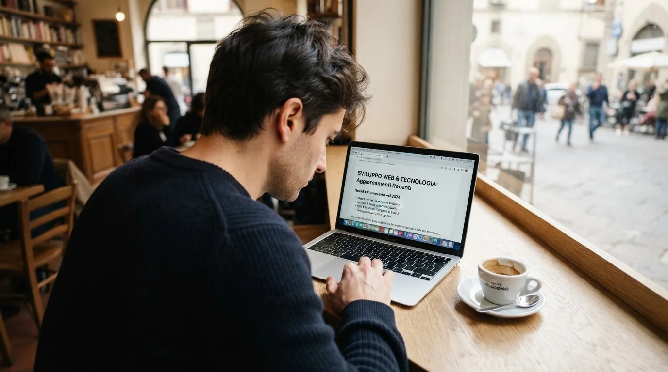 Persona davanti a un portatile che legge una pagina informativa sul gioco online in Italia — casino online sanremo